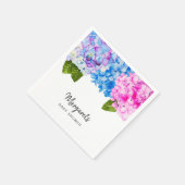 エレガント水彩紫陽花 |赤ちゃんシャワー スタンダードカクテルナプキン (角)