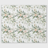 エレガント水彩花と緑 ラッピングペーパー (フラット)