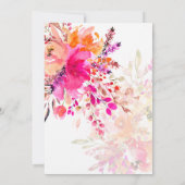 エレガント水彩花ピンクとオレンジ結婚色 招待状 (裏面)