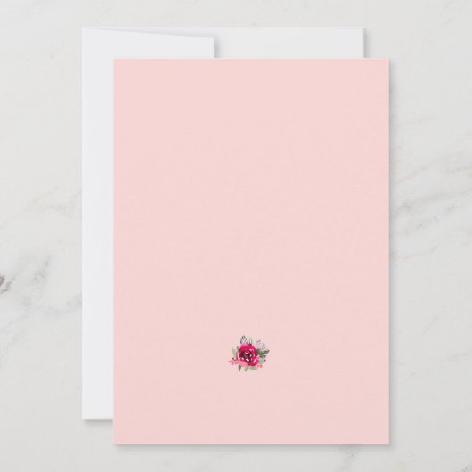 エレガント水彩花ピンクブライダルシャワー 招待状 (裏面)