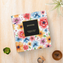 エレガント水彩花ブラック金ゴールドプロフェッショナル