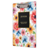 エレガント水彩花ブラック金ゴールドプロフェッショナル クリップボード (左)