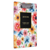 エレガント水彩花ブラック金ゴールドプロフェッショナル クリップボード (右)