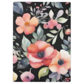 エレガント水彩花ブラック金ゴールドプロフェッショナル クリップボード (裏面)