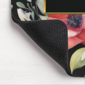 エレガント水彩花ブラック金ゴールドプロフェッショナル マウスパッド (コーナー)