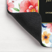 エレガント水彩花ブラック金ゴールドプロフェッショナル マウスパッド (コーナー)