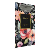 エレガント水彩花ブラック金ゴールドプロフェッショナル ミニクリップボード (アングル)