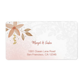 エレガント水彩花レースモノグラムのレース ラベル