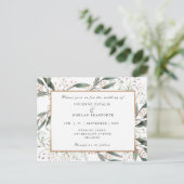 エレガント水彩葉金ゴールド結婚 ポストカード (スタンド正面)