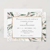 エレガント水彩葉金ゴールド結婚 ポストカード (正面/裏面)