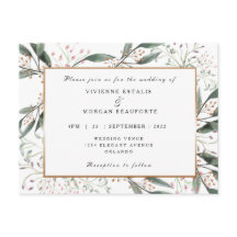 エレガント水彩葉金ゴールド結婚