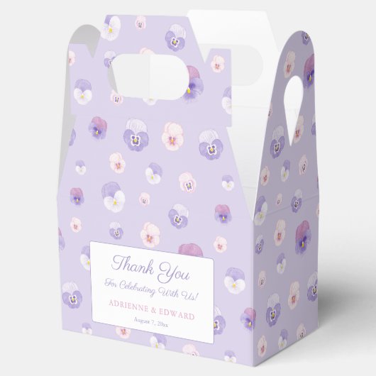 エレガント水彩薄紫押し花結婚の花 フェイバーボックス (オープン)