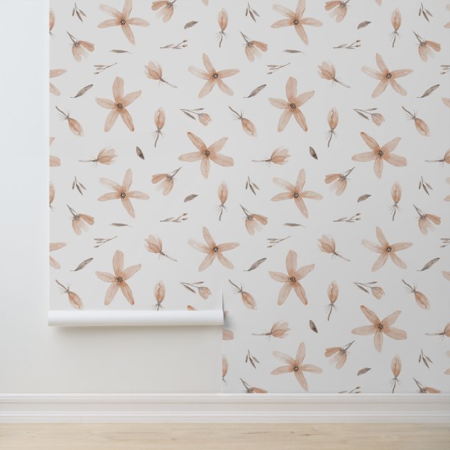 エレガント水彩薄茶色の花と芽 壁紙 (アプリケーション)