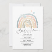 エレガント水彩虹と蝶フローラ 招待状 (正面)
