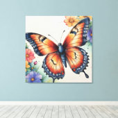 エレガント水彩蝶自然インスパイア キャンバスプリント (インサイチュ (ウッドフロア))