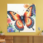 エレガント水彩蝶自然インスパイア キャンバスプリント (インサイチュ (リビング))