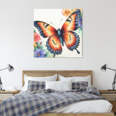エレガント水彩蝶自然インスパイア キャンバスプリント (インサイチュ (寝室))