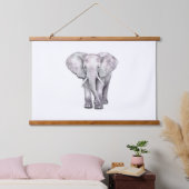 エレガント水彩象イラストレーション 吊り下げ型タペストリー (寝室)