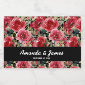 エレガント水彩赤い花結婚黒のミニ スパークリングワインラベル (シングルラベル)