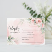 エレガント水彩赤面花ユーカリ金ゴールド 出欠カード (スタンド正面)