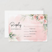 エレガント水彩赤面花ユーカリ金ゴールド 出欠カード (正面/裏面)