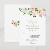 エレガント水彩赤面花金ゴールド結婚ズ 出欠カード (正面/裏面)