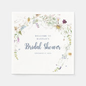 エレガント水彩野草ブライダルシャワー スタンダードカクテルナプキン (正面)