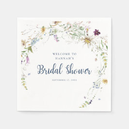 エレガント水彩野草ブライダルシャワー スタンダードカクテルナプキン