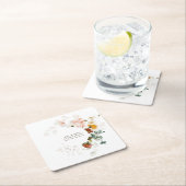 エレガント水彩野草庭園の結婚式 スクエアペーパーコースター (インサイチュ)