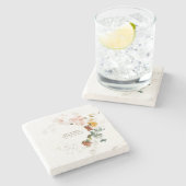 エレガント水彩野草庭園の結婚式 ストーンコースター (横)