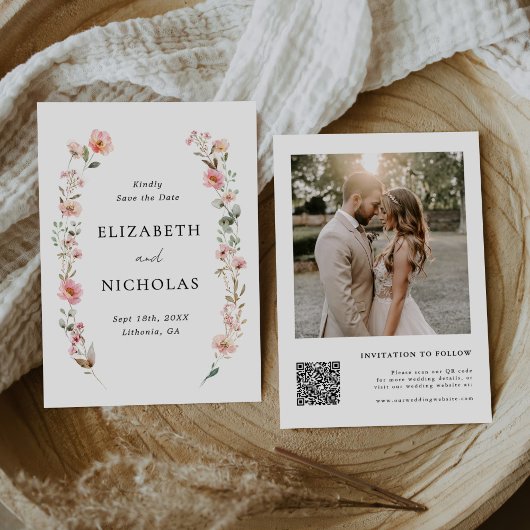 エレガント水彩野草庭園の結婚式 セーブザデート