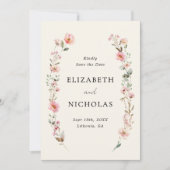 エレガント水彩野草庭園の結婚式 セーブザデート (正面)