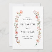 エレガント水彩野草庭園の結婚式 セーブザデート (正面)