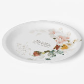 エレガント水彩野草庭園の結婚式 ペーパープレート (アングル)