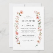 エレガント水彩野草庭園の結婚式 招待状 (正面)