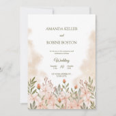 エレガント水彩野草結婚式招待状 招待状 (正面)