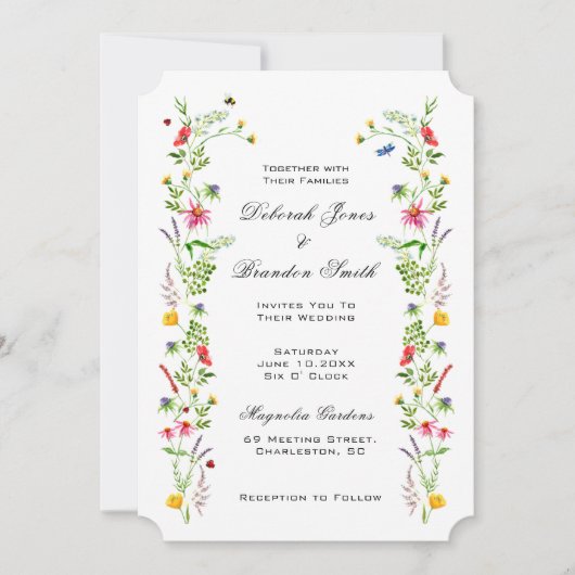 エレガント水彩野草結婚式招待状 案内状 (正面)