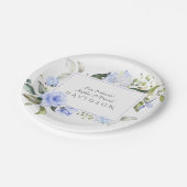 エレガント水彩青い花の枠結婚の ペーパープレート (アングル)