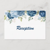 エレガント水彩青バラフローラ結婚ズ エンクロージャーカード (正面)