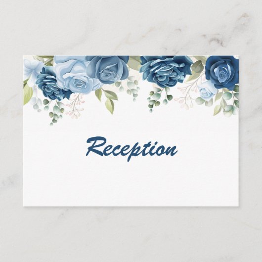 エレガント水彩青バラフローラ結婚ズ エンクロージャーカード (正面)