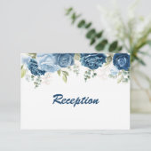 エレガント水彩青バラフローラ結婚ズ エンクロージャーカード (スタンド正面)