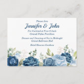 エレガント水彩青バラフローラ結婚ズ エンクロージャーカード (裏面)