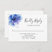 エレガント水彩青フローラ結婚ズ 出欠カード (正面/裏面)