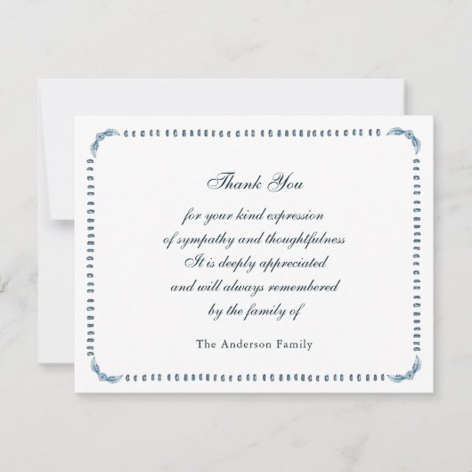 エレガント水彩青白フレーム サンキューカード (正面)
