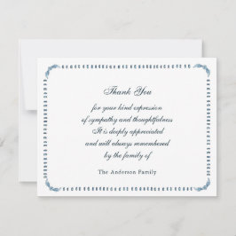 エレガント水彩青白フレーム サンキューカード