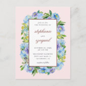 エレガント水彩青紫陽花フローラ結婚ズ インビテーションポストカード (正面)