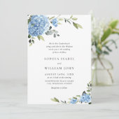 エレガント水彩青紫陽花フローラ結婚ズ 招待状 (スタンド正面)