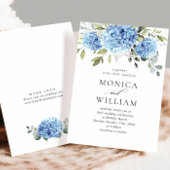 エレガント水彩青紫陽花フローラ結婚ズ 招待状