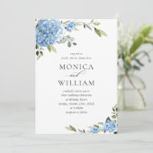 エレガント水彩青紫陽花フローラ結婚ズ 招待状 (スタンド正面)
