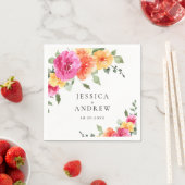 エレガント水彩鮮やかなピンク色の結婚花 スタンダードカクテルナプキン (インサイチュ)